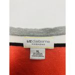 Liz Claiborne  Orange/Gray/White Striped Long Sleeve Round Neck Top‎ XL Photo 2