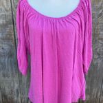 Avenue Pink Flowy Ruched Arm 3/4 Sleeve Top Size 3X Photo 1