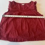 a.n.a  Women’s Burgundy Cropped‎ Sleeveless Ruffle Top 100% Cotton Large Photo 6