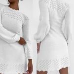 Rumored Vermont Mini Dress White MEDIUM Sweater Soft Girl Bohemian NWT Photo 1