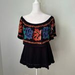 Free People  black embroidered off-the-shoulder top size S Photo 1