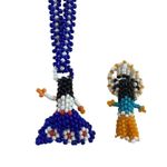 Vintage Beadwork Charm and Necklace Native Ethnic Floral Blue Photo 4