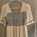 Reba  White and Blue Sundress Maxi with Puff Sleeves and Square Neckline Photo 5