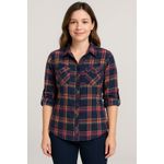 Rue 21  Women’s Plaid Button-Down Shirt – Navy Pink Green Check – Size junior XL Photo 1