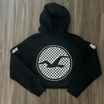 Hollister  Black and Pink Checkered Cropped Hoodie Photo 1