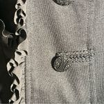 Chico's Chico’s 1 Black Novelty Trim Ponte Military Jacket Ruffle Trim Blazer Sz 8 Photo 4