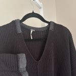 Free People Black Take Over Me Cozy Black Oversized V-Neck Sweater Size Small Photo 3