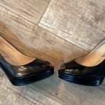 Michael Kors Glossy Black Peep Toe Heels. Size 6.5- 4” heel Photo 2