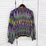 Ashley Stewart Chevron Stripe Key Hole Smocked Waist Blouse Multicolor 0X Photo 6