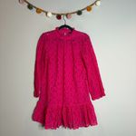 J.Crew  hot pink eyelet embroidered long sleeve drop hem dress Photo 1