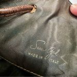 Susan Gail Brown Leather Drawstring Bucket Bag Shimmer Bronze Snakeskin Vintage Photo 9