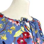 Parker Floral Smocked Waist Key Hole Ruffle Long Sleeve Dress Periwinkle Medium Photo 4
