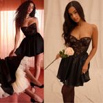 House Of CB NWOT  'Jadore' Black Lace and Satin Strapless Mini Dress sz S Photo 4