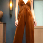 Cider New Y2K Orange Retro Boho Jumpsuit Velvet Wide Leg highwaist stretchy Photo 0