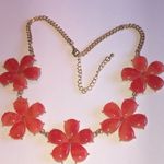 Floral Pink Melon Color Boho Retro Statement Necklace Photo 1