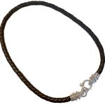 Judith Ripka  Sterling Silver 925 Braided Leather Magnetic Necklace Hook Photo 0