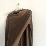 XCVI  Poncho Open Back Long Ribbed cape Mock Neck Pullover Duster Brown Sz Small Photo 3