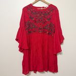 Umgee  Red Floral Embroidered Dress Size XL Women’s Boho Babydoll Photo 1