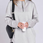 Gray oversized modern sporty chic drop shoulder hoody 1/4 zipper pockets NWT M Size M Photo 0