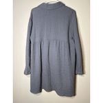 ZARA  Crinkle Cotton Beach A-Line Button Down Tunic Shirt Dress Grey/Blue Medium Photo 3
