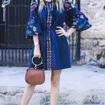 ZARA ✨4xHP✨Navy Blue Short Embroidered Tunic MidiDress✨ Photo 0