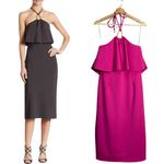Trina Turk Soozy Halter Ruffle Pencil Dress Women's 10 Hot Pink Formal Party NWT Photo 1