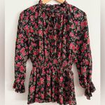 Dolce & Gabbana Authentic Rose Floral Silk AOP Blouse Shirt Top Ruffle Detail S Photo 6