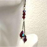 Gold filled red crystal dangling earrings Photo 0