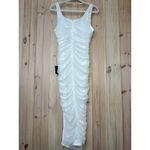 Lulus NWT  V.I.P. Treatment White Mesh Ruched Bodycon Midi Dress Party Sexy Sz M Photo 4