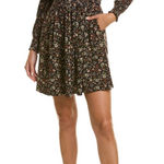 Boden Brown Floral Long Sleeve Smocked Mini Dress Ditsy Notch V Preppy Chic 8R Size 8 Photo 0