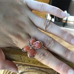 Natural Peach Moonstone Sterling Silver Ring Gold Size 8 Photo 2