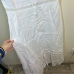 o.p.t Adina White Linen Midi Lace Dress Button Front 8 NWT Puff Sleeves Photo 8