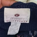 Worthington Vintage Chunky Knit embroidered applique sweater scalloped hem pearl buttons Photo 5