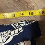 MELLODAY  wide leg belted pants Navy White Tropical print Pull on Size M Stretch Photo 4