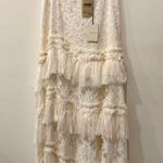 Alexis NWT Zella Sheer Ruffle Trim Tiered Lace Gown Skirt Ivory Women's Large Photo 0