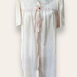 Vintage 1980’s dainty lace collar long night gown blush pink size XL 3/4 sleeve Photo 0