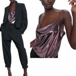 ZARA NWT  Silky Cami  Tank Top Metallic Holiday Festive Photo 3