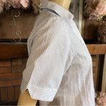 VINTAGE CIRCA 1980'S UNBRANDED WHITE & BLUE PINSTRIPE BUTTON DOWN SHIRT (S) Photo 7