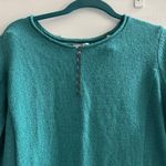 Sundance Teal Button-Accent Henley Knit Sweater Silk Blend Autumn Women’s M Photo 4