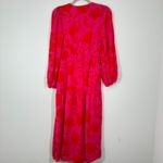 Kate Spade x Target Womens Size XXS Bright Red Pink Linen Blend Long Sleeve Midi Photo 7