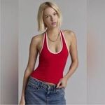 Urban Outfitters Red White BDG Joanna River Knit Crop Halter Top Photo 1