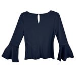 White House | Black Market Black Long Bell Sleeve Lace Pleated Blouse Size SP Photo 1