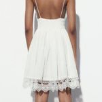 ZARA crochet lace mini dress white boho wedding flared strappy Photo 6