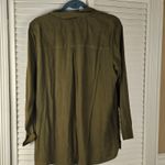 NWT J Jill Womens Forest Green Silk Long Sleeve Button Down‎ Shirt Blouse Medium Photo 1