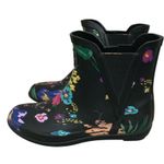 London Fog  Black Floral Piccadilly Rain Boots. Size 8. Photo 0