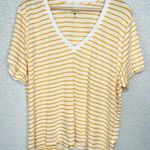 Madewell 3XL Yellow Gold Striped V-Neck T-Shirt Short Sleeve Eco-Friendly Photo 0