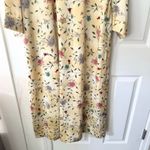 Natori Vintage Satin Yellow Floral Full Zip Sleepwear Kaftan Nightgown Small Photo 8