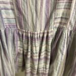 easel  Long Sleeve Linen Blend Purple White Button Up Tunic Dress Boho Beach Photo 12