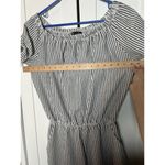 AQUA Womens Striped Off The Shoulder Short Sleeve Romper Blue White Medium (L) Photo 5