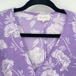 MELLODAY Womens V-Neck Puff Sleeve Lilac Floral Peplum Fairy Core Blouse Medium Photo 1